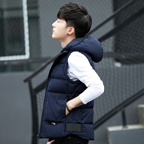 

korean autumn and winter imitation down cotton casual coat jacket shawl men's vest fashion, Black;white