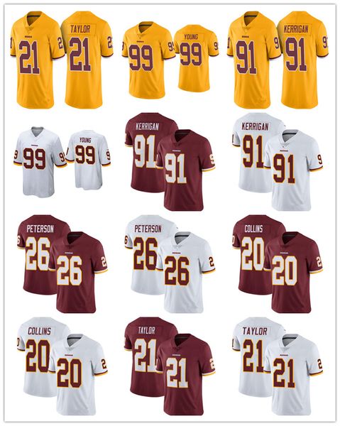 

washingtonredskinsmen women youth 91 ryan kerrigan 26 adrian peterson 99 chase young 21 sean taylor vapor limited football jerse, Black;red