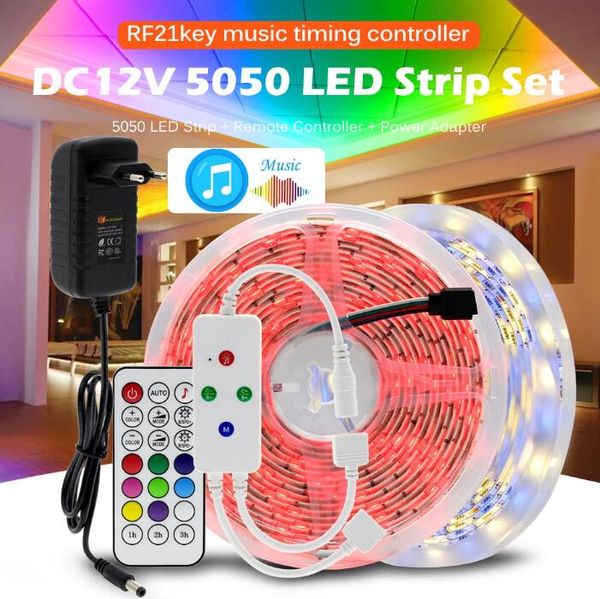 5050 LED-Streifen RGB / RGBW / RGBWW 5M 10M RGBFarbwechselbares flexibles LED-Lichtband RF-Fernbedienung Musikset
