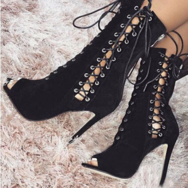 

sandals summer fashion shoes 2021 hollow lace fish mouth high heel women's romanesque party, Black
