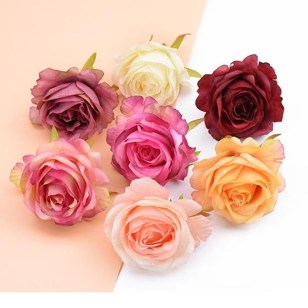 

6cm silk roses flower wall scrapbooking artificial plants decorative flowers wreaths diy gifts box home wedding decor ne jllxwz