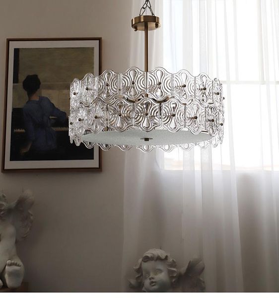 

american retro style glass chandelier bedroom dining living room art lamp