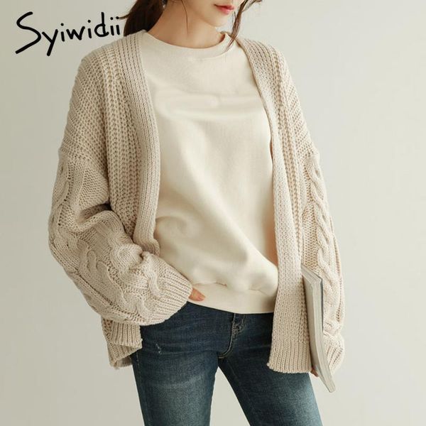

women's knits & tees syiwidii criss-cross sweaters woman cardigan fall winter 2021 korean casual knitted jackets v neck long sleeve co, White