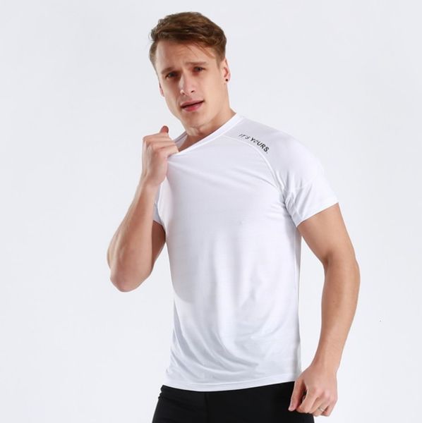 

clothing te t-shirts summer men sports fitns running yoga short sleeve black white dark be gray, White;black