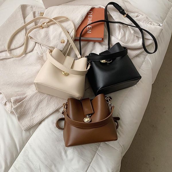 

mini pu leather bucket crossbody bags for women 2021 fashion shoulder handbags and purses solid color