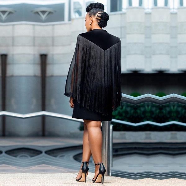 

casual dresses two-piece skirt suit 2021 spring summer women dress solid color chiffon long sleeve tassel office ladies sexy, Black;gray