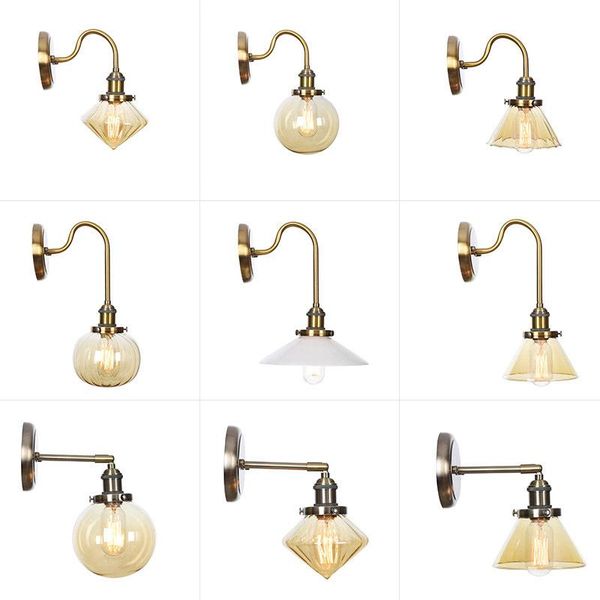 

wall lamps modern glass lamp bronze amber/clear light bedroom bedside dining room cafe aisle staircase decorative lighting e27