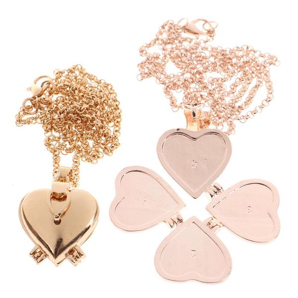 

pendant necklaces vintage heart shaped 4-layer po locket necklace statement wedding anniversary diy jewelry, Silver