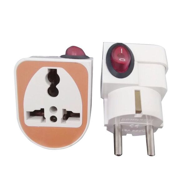 

smart power plugs universal to eu plug with switch 250v 10a portable travel adapter socket 4.8mm electrical enchufe