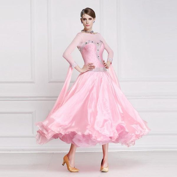 

stage wear b-1547 pink ballroom dance dress standard skirt competition costumes performing customize arrival for adult, Black;red