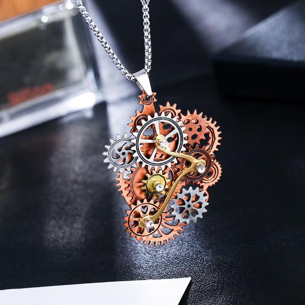 

pendant necklaces steampunk hip hop necklace men and women gear, Silver