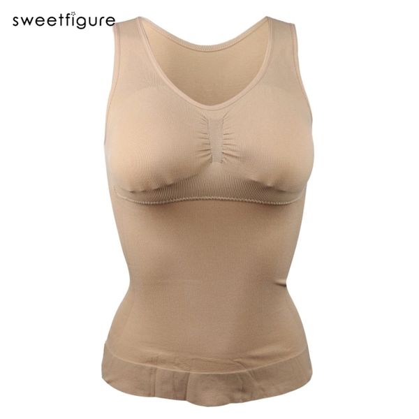 

women bodyshapers slim up lift plus size bra cami tank body shaper removable underwear slimming vest corset 211220, Black;white