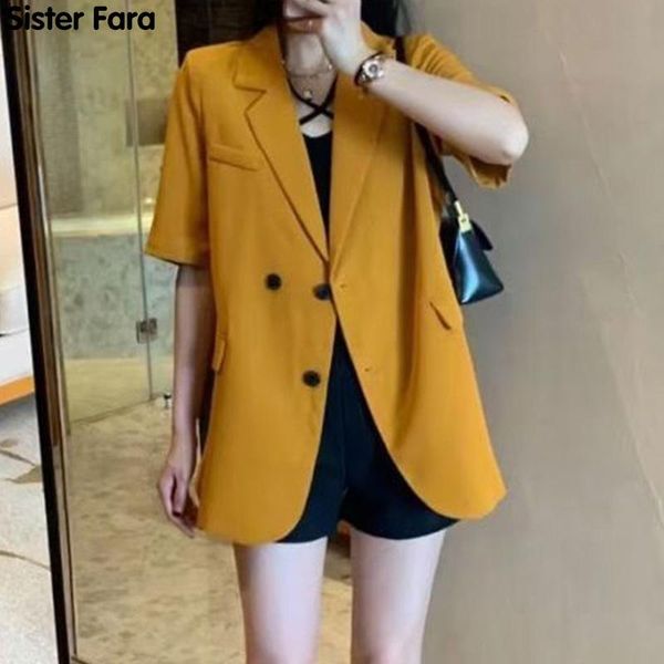 

women's suits & blazers sister fara elegant ladies thin notched blazer summer single breasted back button suit casual jacket coat, White;black