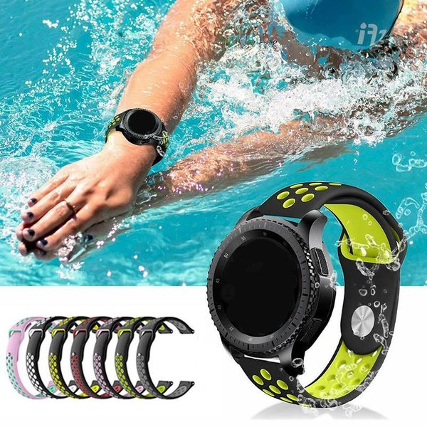 

watch bands suitable for samsung galaxy 42mm 46mm silicone sports with two-color strap, Black;brown