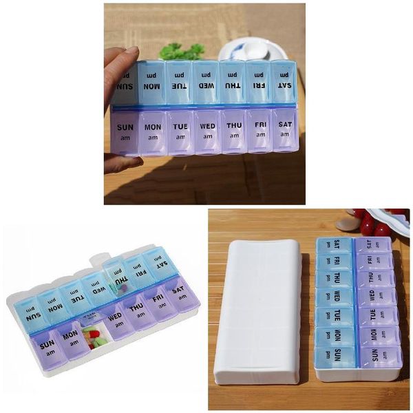 

pill storage box medicine case 7 day organizer 14 compartments for travel home