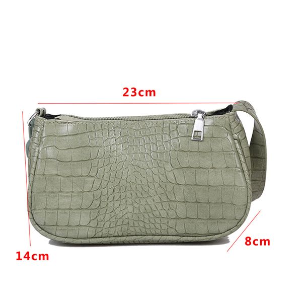 

crocodile pattern baguette handbag for women 2021 new brown chain ladies small shoulder bags fashion design leather armpit bag