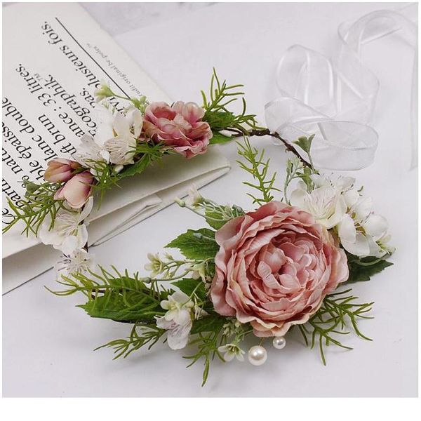

peony flower wreath crown festival headband women hair accessories headdress girl floral garland wedding floral qylsvn
