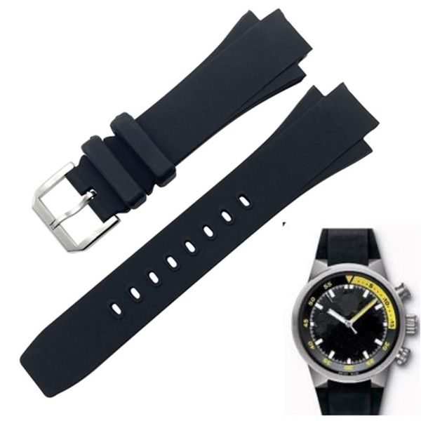 

watch bands rubber strap silicone bracelet wristband men watchband convex interface wide 26x16mm wristwatches band for iw354807 371918, Black;brown