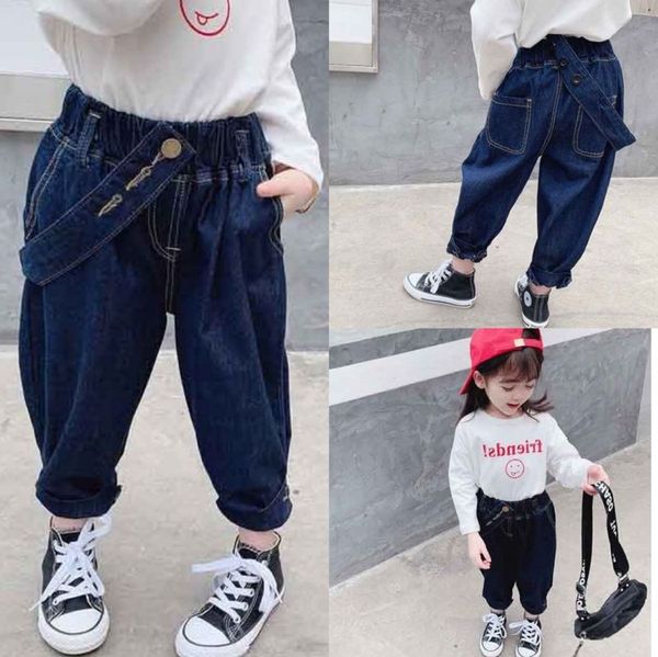 

jeans autumn girls' fashion children's pants 3-8 years old, Blue