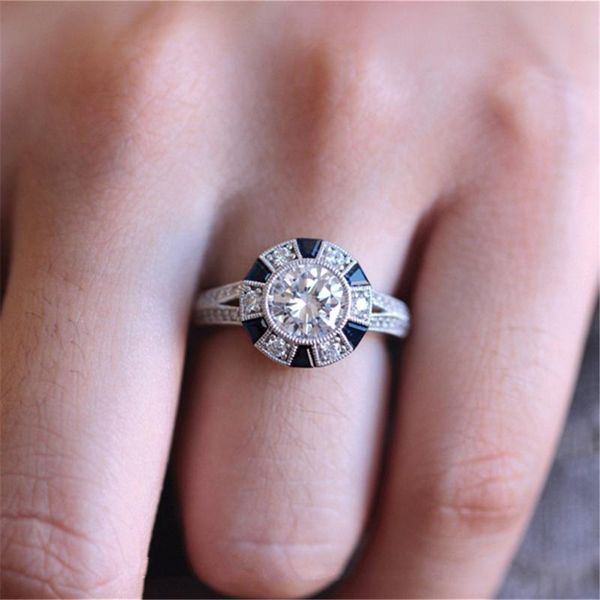 

wedding rings jewelry european and american temperament blue z trapezoidal diamond ring ladies proposal, Slivery;golden