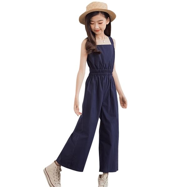 

girls solid kids jumpsuit teenage jeans 0493880 210528, Blue