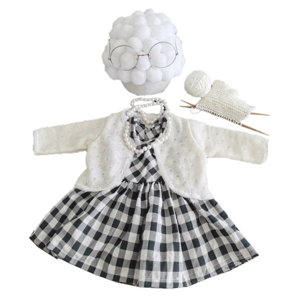 Neugeborenen Fotografie Requisiten Kostüm Infant Baby Mädchen Cosplay Oma Kleidung Foto Schießen Hut Outfits 210312