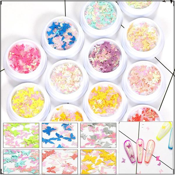 

nail art decorations patch accessories sell like cakes wood pulp chips aurora three-dimensional butterfly boxed fake applique, Silver;gold