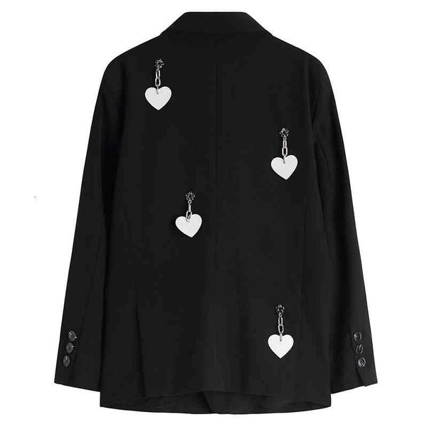

women's suits & blazers [eam] women black chain spliced big size blazer lapel long sleeve loose fit jacket fashion spring autumn 2022 1, White;black