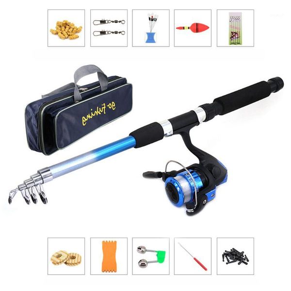 

rod reel combo olta takimlari fishing set and full kit w/ portable storage bag spinning gear pole lures hooks1