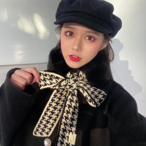 

scarves 2021 winter crochet knitted plaid neck collar scarf women fashion design warm ring scarfs ladies faux fur, Blue;gray