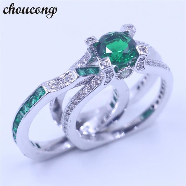 

wedding rings choucong 12 colors birthstone women bridal sets ring 5a zircon cz white gold filled band for men jewelry, Slivery;golden