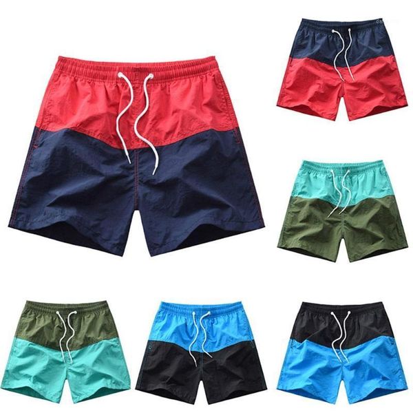 

men casual color block summer beach shorts pants drawstring swimming trunks cotton short comfortable cargo men's, White;black