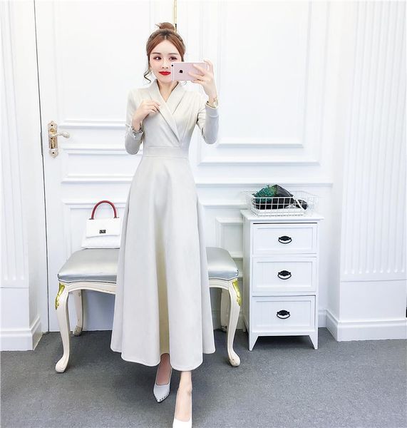 

casual dresses women long faux pu leather suede dress fashion ladies elegant autumn a-line outerwear, Black;gray