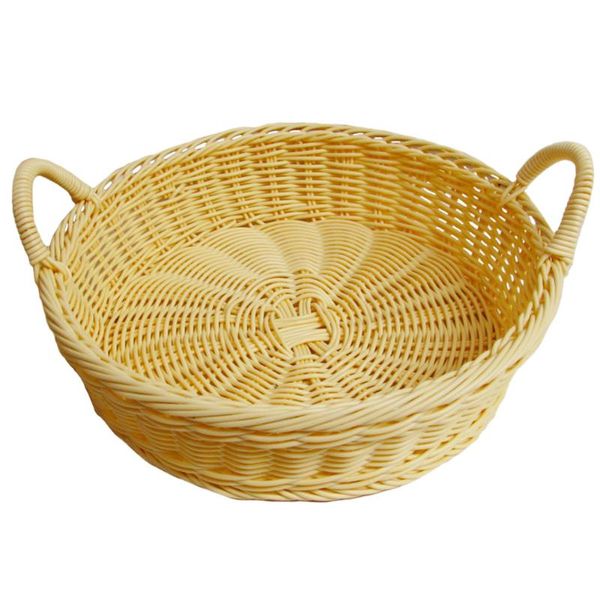 

storage baskets practical hand woven beige imitation rattan fruit display round basket holder bread decorative
