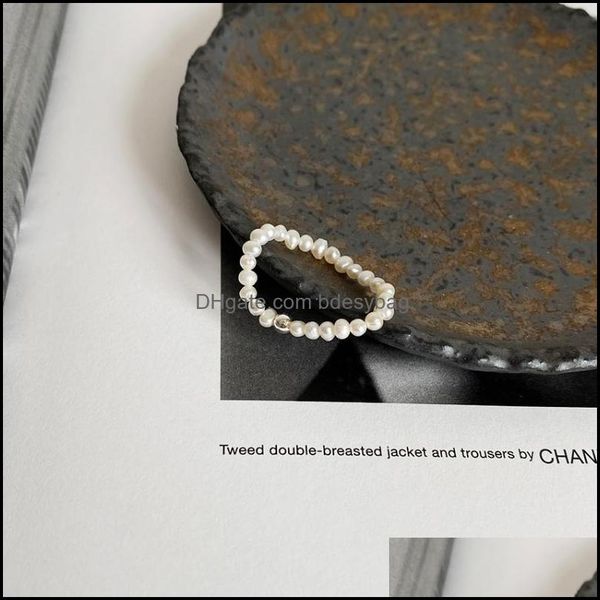 

cluster jewelrycluster rings feedback elegant japanese and korean-style s925 sterling sier natural irregar freshwater pearl sliver beads be, Golden;silver