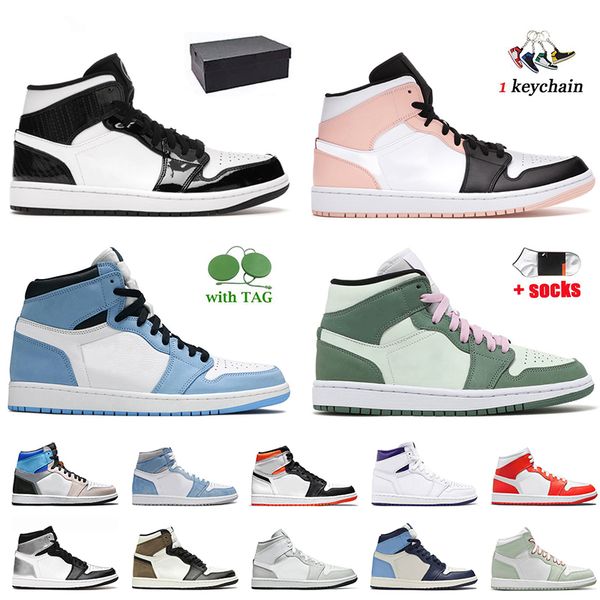 

fashion aj1 air jordan 1 mens women jumpman 1s high og basketball shoes university blue dark mocha mid crimson tint toe hyper royal retro ca