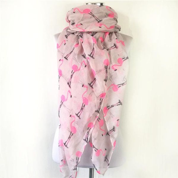

scarves fashion flamingo bird women neck print ladies colorful funny animal warm blue grey long scarf, Blue;gray