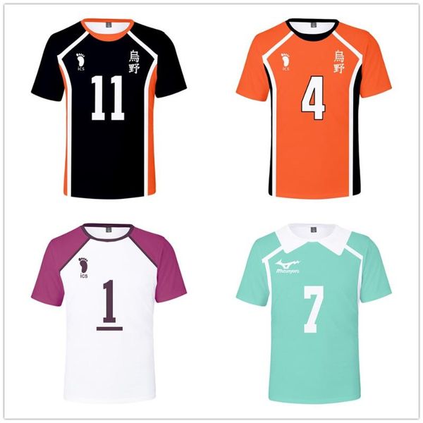 

men's t-shirts haikyuu cosplay costume hinata shoyo t-shirt 2021 karasuno high school volleyball tshirts kageyama tobio sweatshirt, White;black