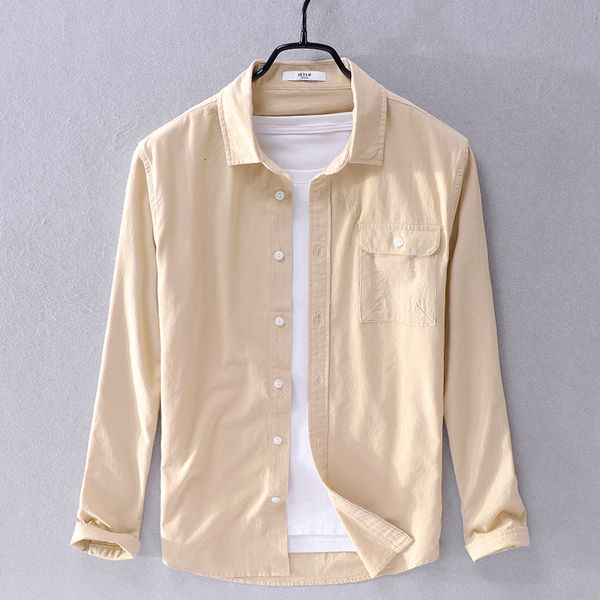 

2021 new autumn and sping brand long sleeve casual for men fashion comfortable shirt mens solid shirts male chemise 0o4t, White