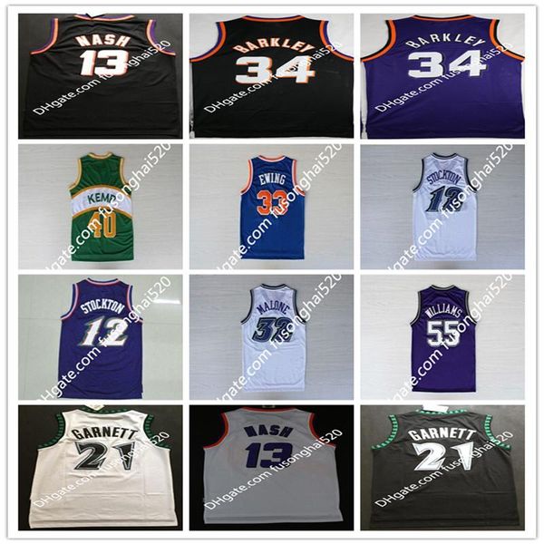 

in stock retro basketball jerseys garnett 33 hill ason stockton 32 karl malone jason williams ewing 33 gary payton kemp barkley jersey, Black;red