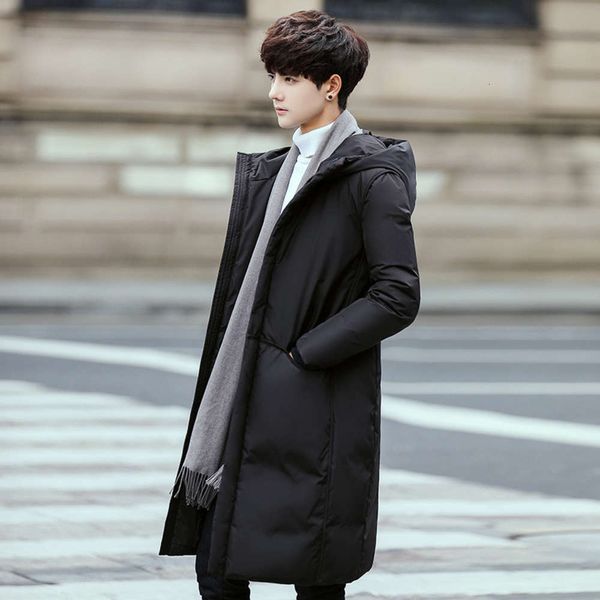 

men's down jacket 2020 new winter mid long lightweight fashion brand trend handsome warm winter coat men's coatwinter, Black