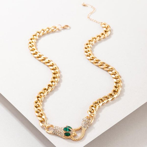 

chokers gold color big chunky chain choker necklaces women punk full rhinestone snake clasp necklace hip hop rock jewelry, Golden;silver