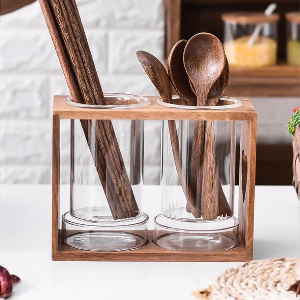 

storage bottles & jars nordic wooden shelf glass drain chopsticks tube minimalist home el restaurant chopstick rack kitchenstorage container