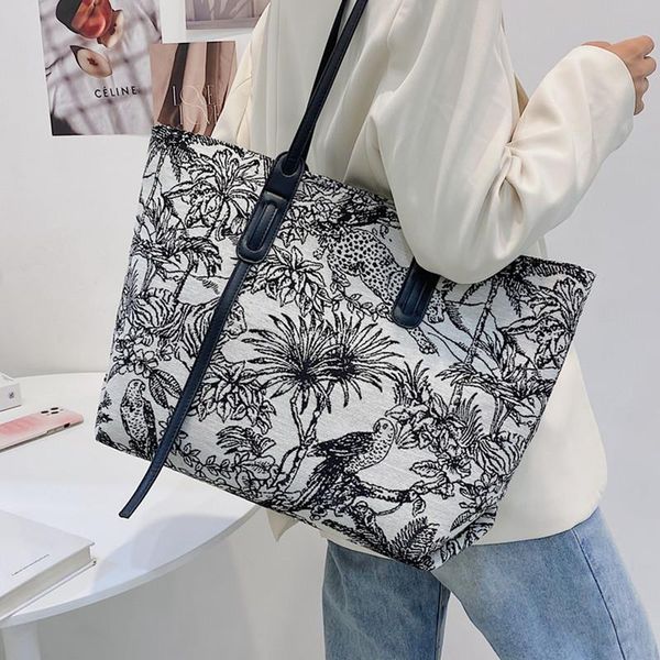 

evening bags casual big women tote bag luxury designer garden oil painting shoulder high capacity handbag female large canvas shopper