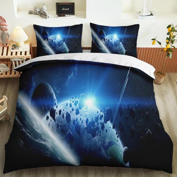 

bedding sets luxury starry sky universe printing set king  size duvet cover pillowcase bed fashion quilt for adults