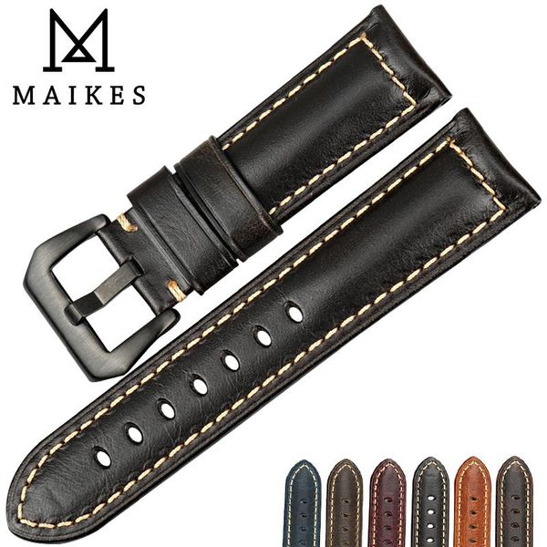 

watch bands maikes handmade band light black genuine calf leather accessories strap 20mm 22mm 24mm 26mm watchband, Black;brown