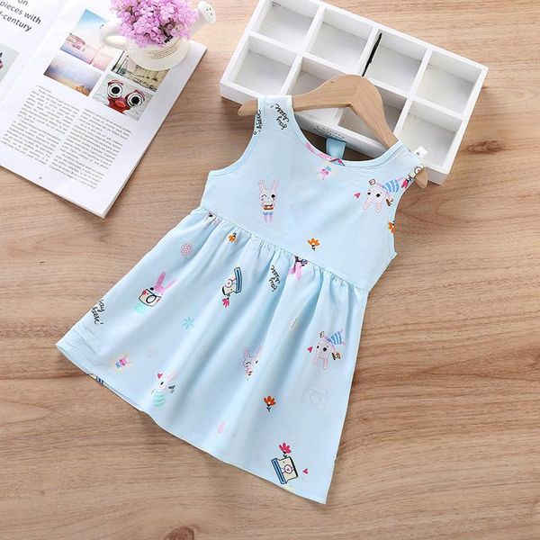 

girl's dresses 2021 casual baby girls dress kids summer sleeveless cartoons print birthday party fashion beach princess, Red;yellow