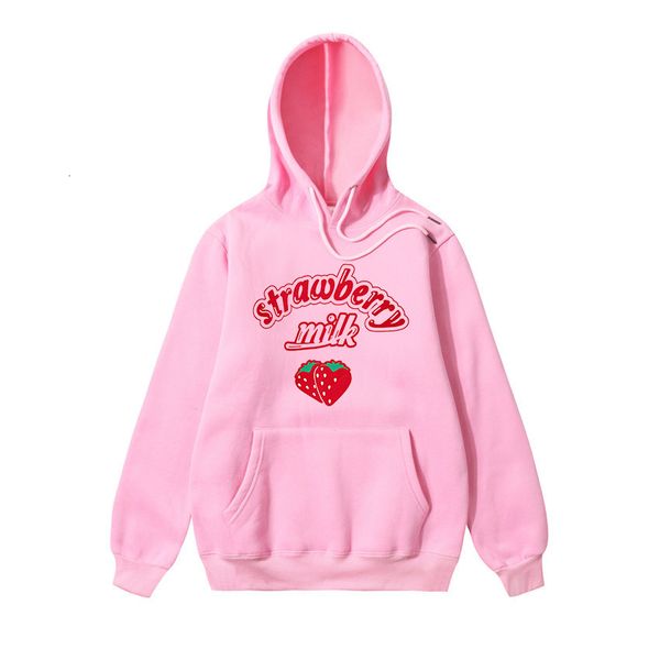 

2021 new harajuku strawberry velo female winter korean plus long sleeve pink white hoodies girl clothes hoodie rrif, Black