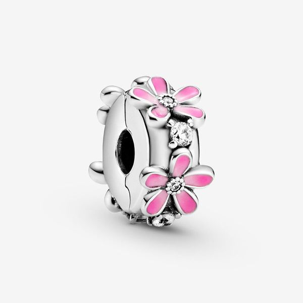 

2020 spring new 925 sterling silver beads pink daisy flower clip charms fit original pandora bracelets women diy jewelry, Black