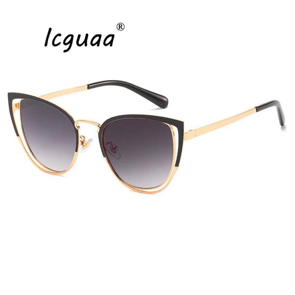 

fashion new brand designer cat eye glasses women alloy frame sun glasses retro shades sunglasses feminino, White;black